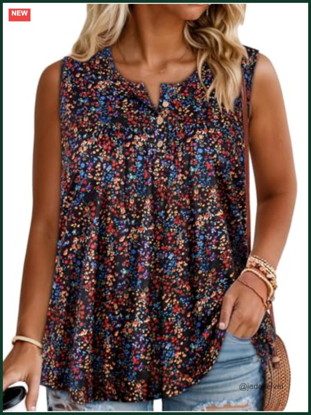 Plus Size Sleeveless Tank Top Button Down V-Neck Flowy Blouse Summer